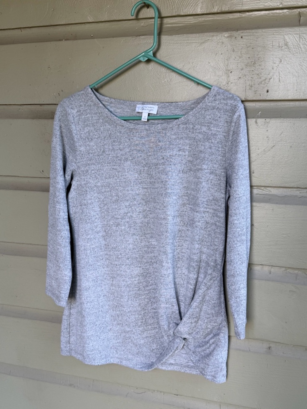 Talbots Lounge Gray Twist Front Top | Size S | Soft Knit